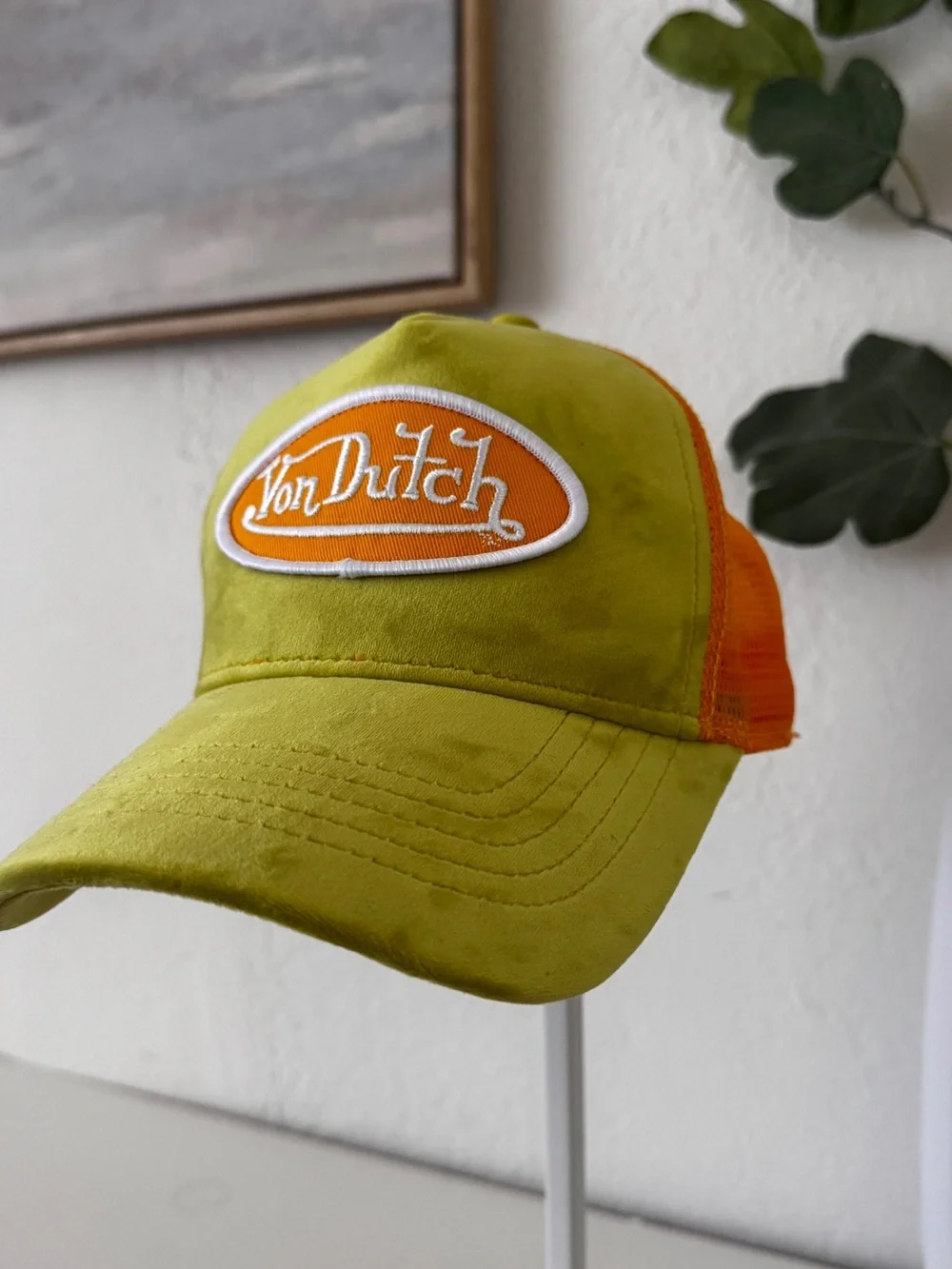 Von Dutch Lime Green & Orange Mesh Trucker Hat